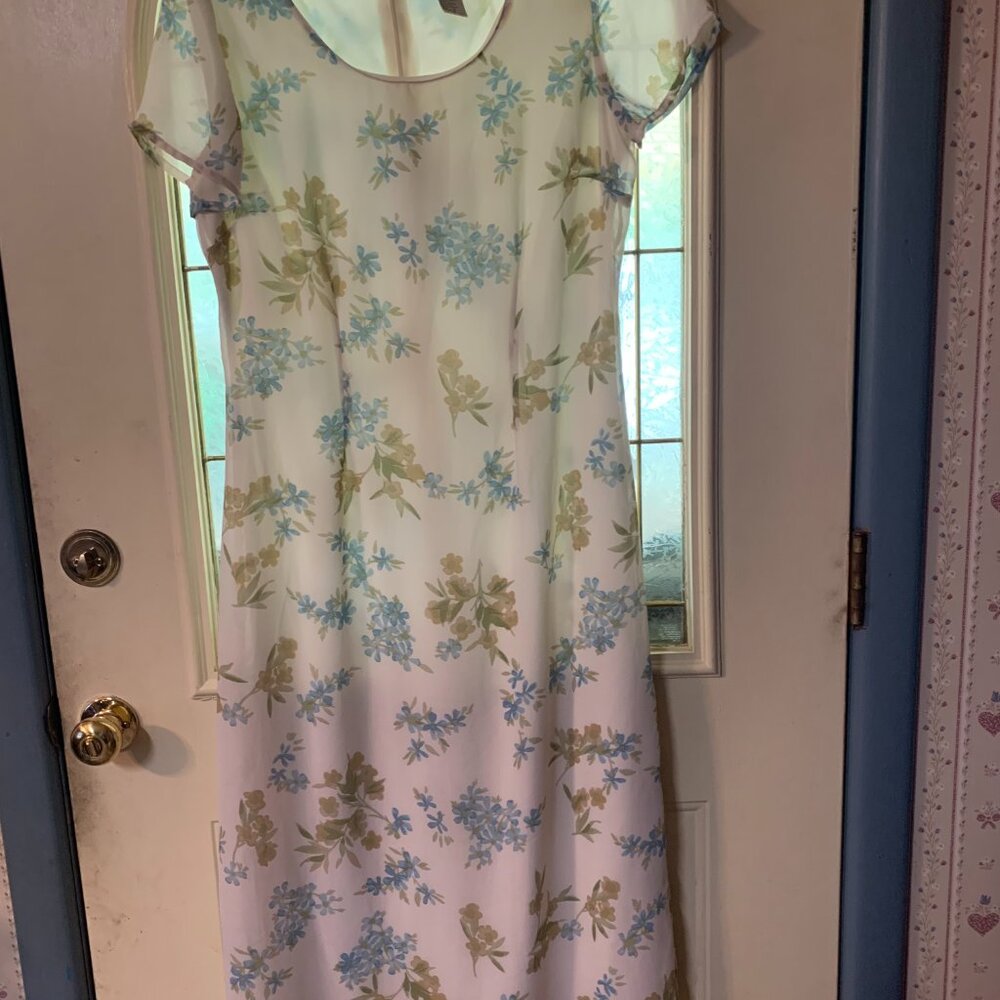 Women's 2 Piece Cream Floral with Teal Jacket - Picture 2 of 3